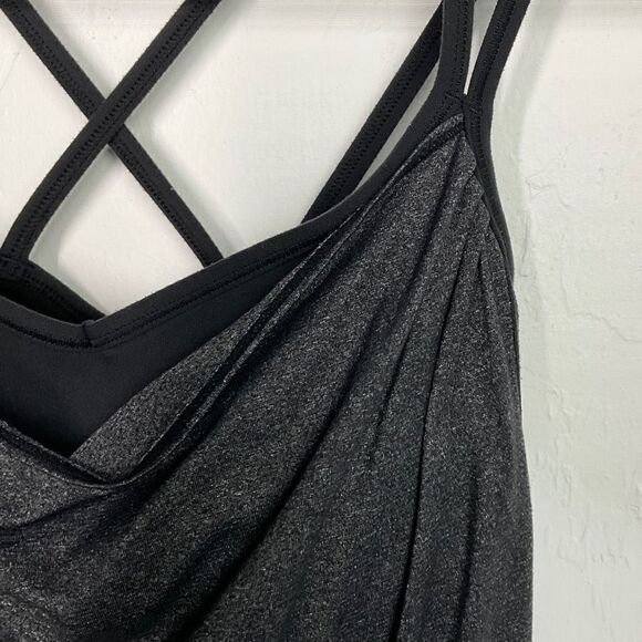 Lucy Heathered Black Feel the Beat 2 in 1 Bra Tank Top Small - Picture 3 of 6